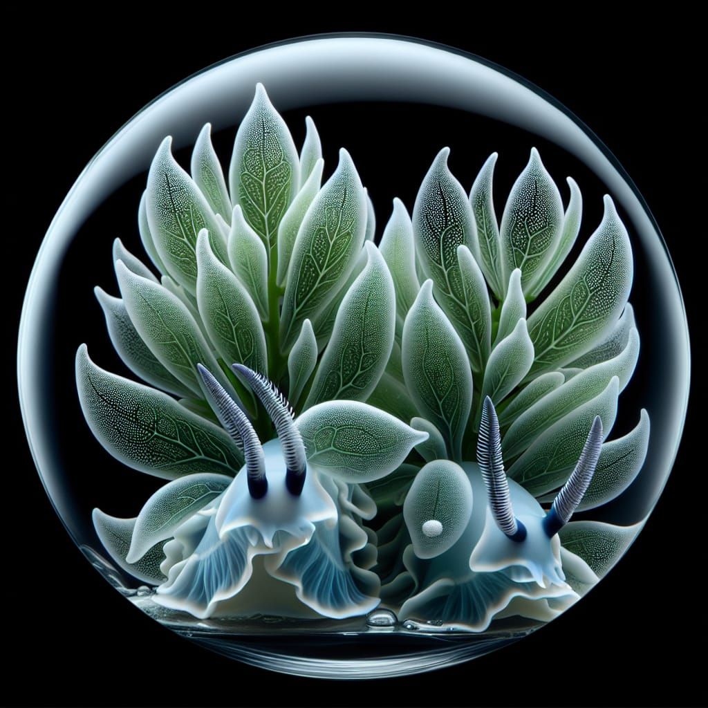 Crystal Sculpture of Leaf Sheep Sea Slugs
