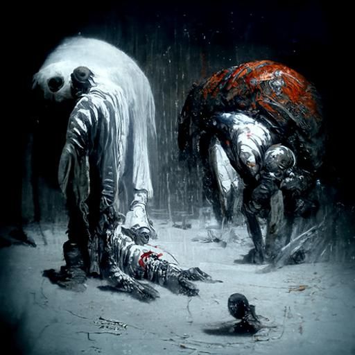 Horror Scene in the Style of Engravings