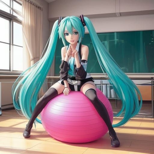 Vocaloids in Bikinis Bouncing on Exercise Balls