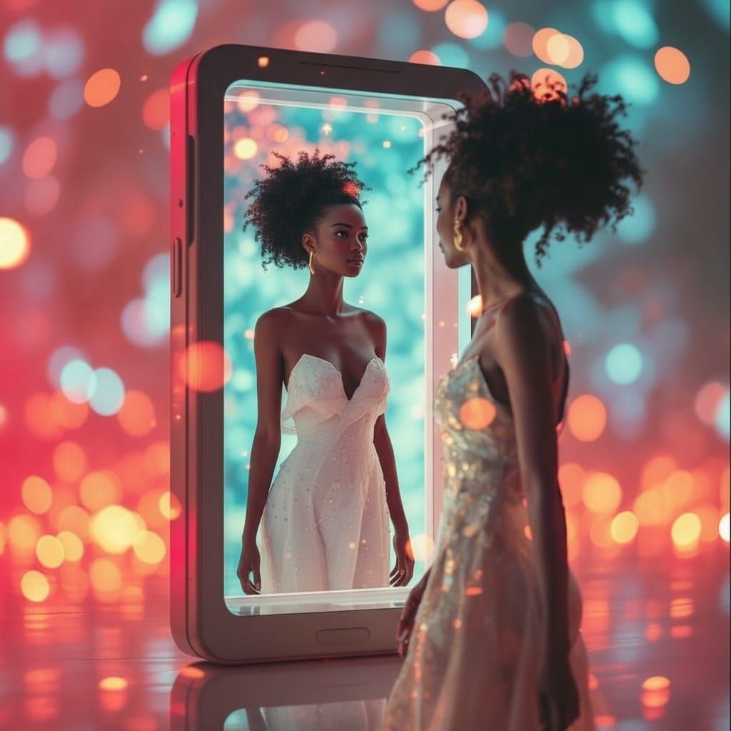 African-American Woman Entering Phone Portal