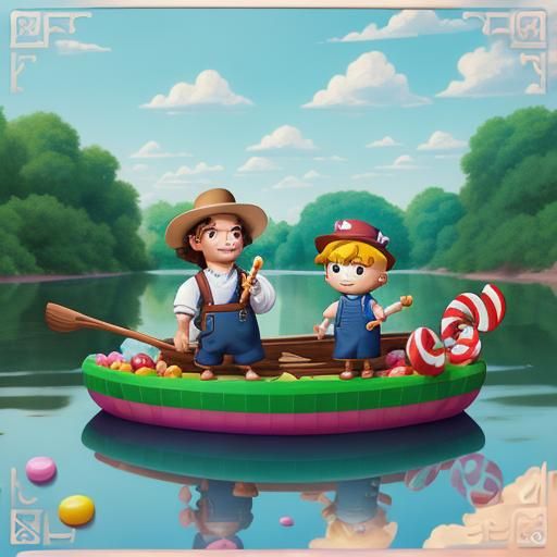 Tom Sawyer and Huck Finn in Candy Art Style
