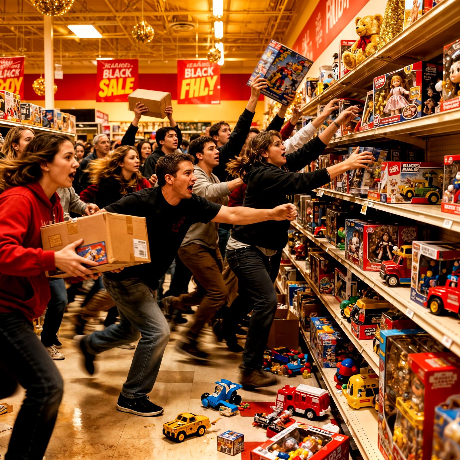 Black Friday Toy Frenzy: Customers Battle for Deals