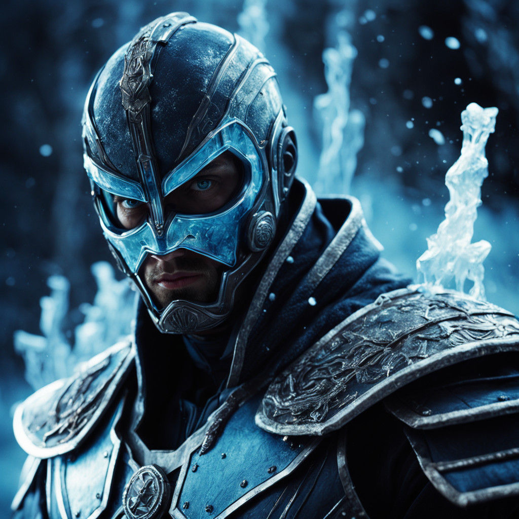 Intense Arctic Warrior Frozen in a Bleak Winter Landscape