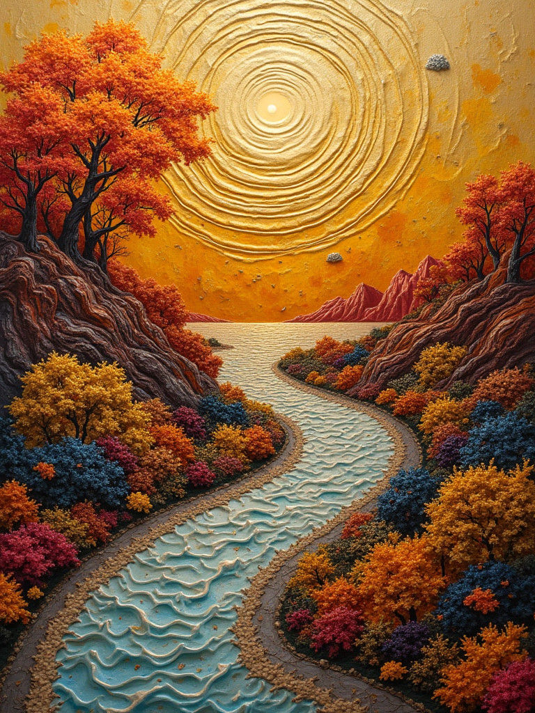 Terraformed Landscape in Gel Waves: Intricate Detailed Art