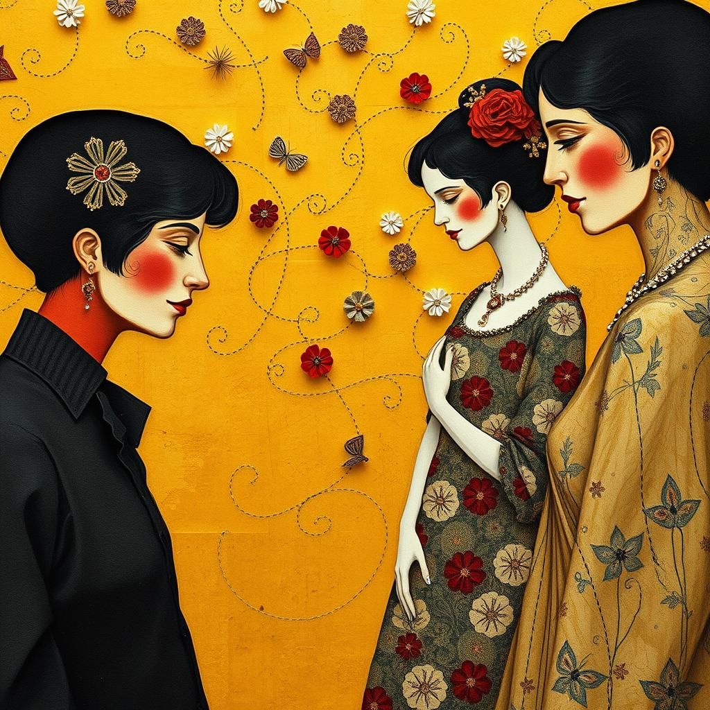 Paper Art Portraits of Diverse Figures in Intricate Textile....