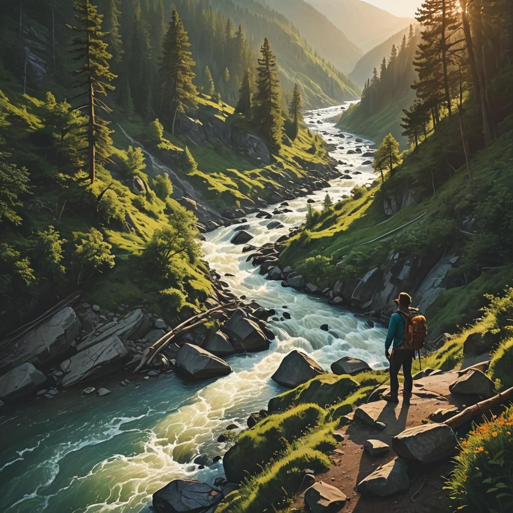 River at Dawn: Dark Fantasy Concept Art