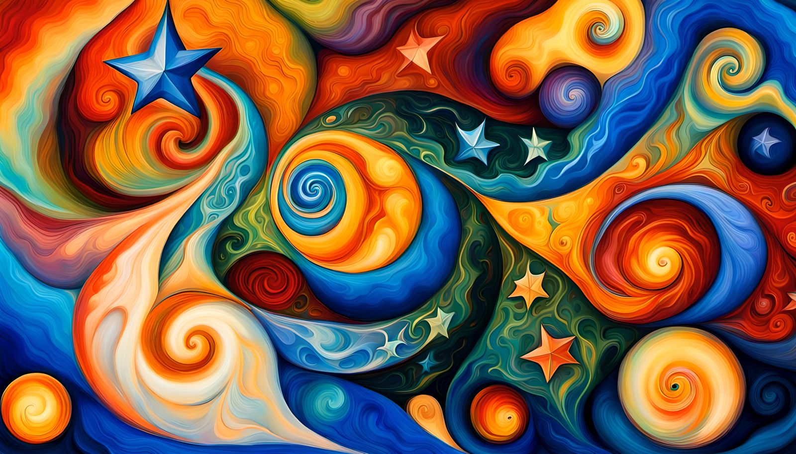 Iridescent Stars Dancing in Cosmic Maelstrom