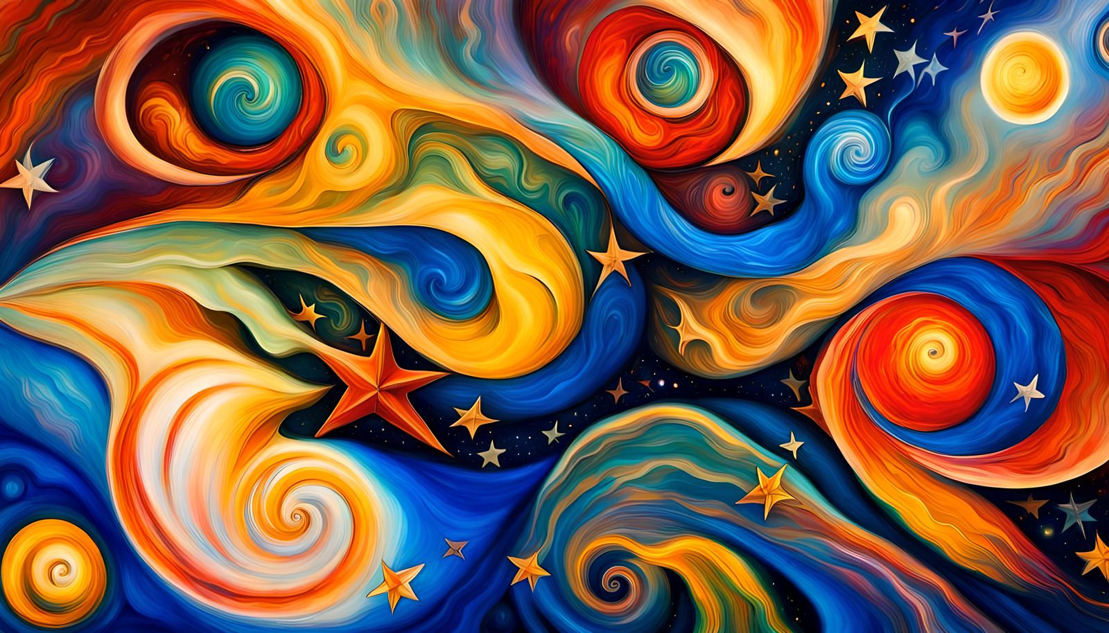 Cosmic Star Cluster in Abstract Impasto Style