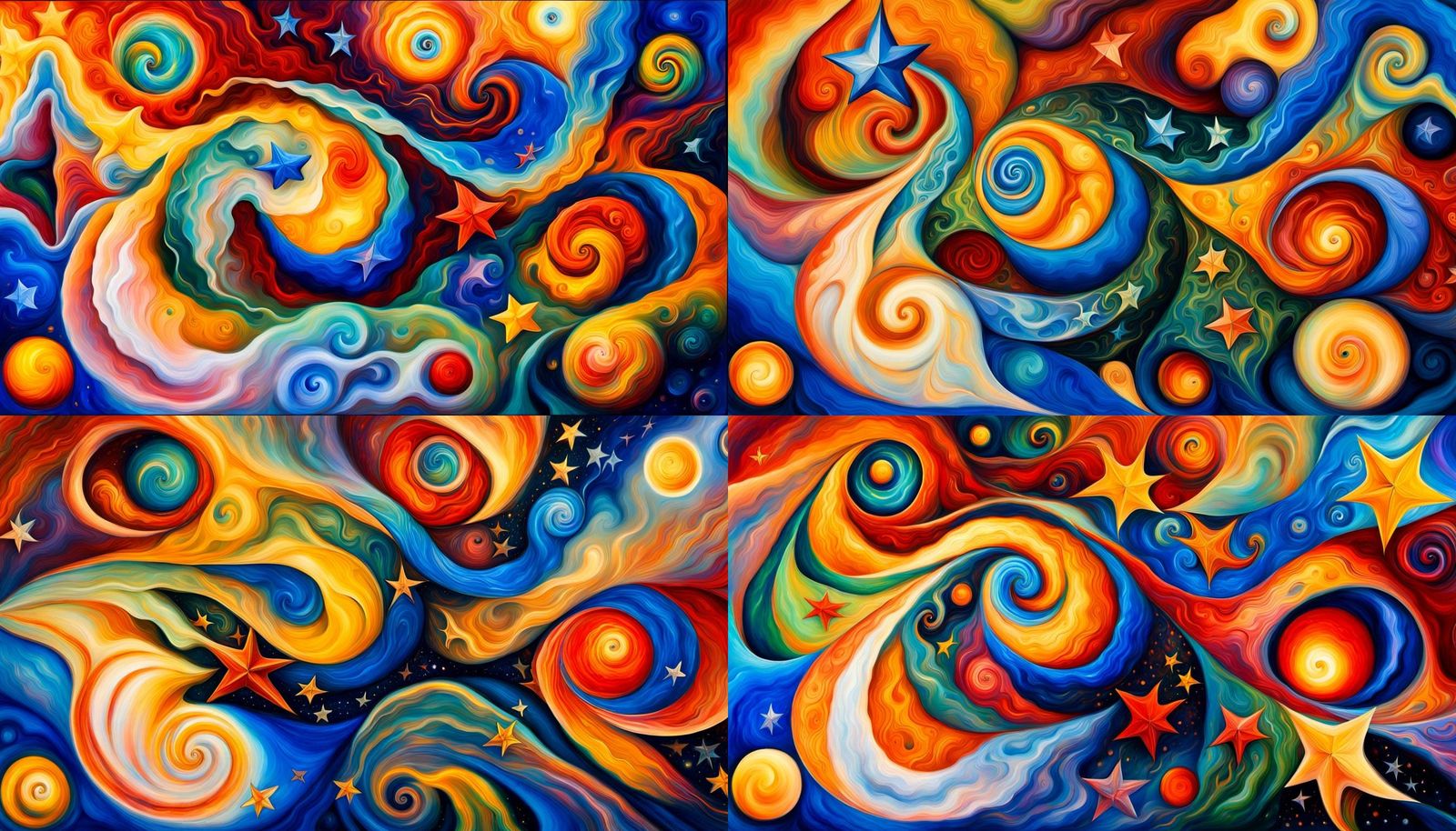 Cosmic Star Dance: Vivid Abstract Oil Painting