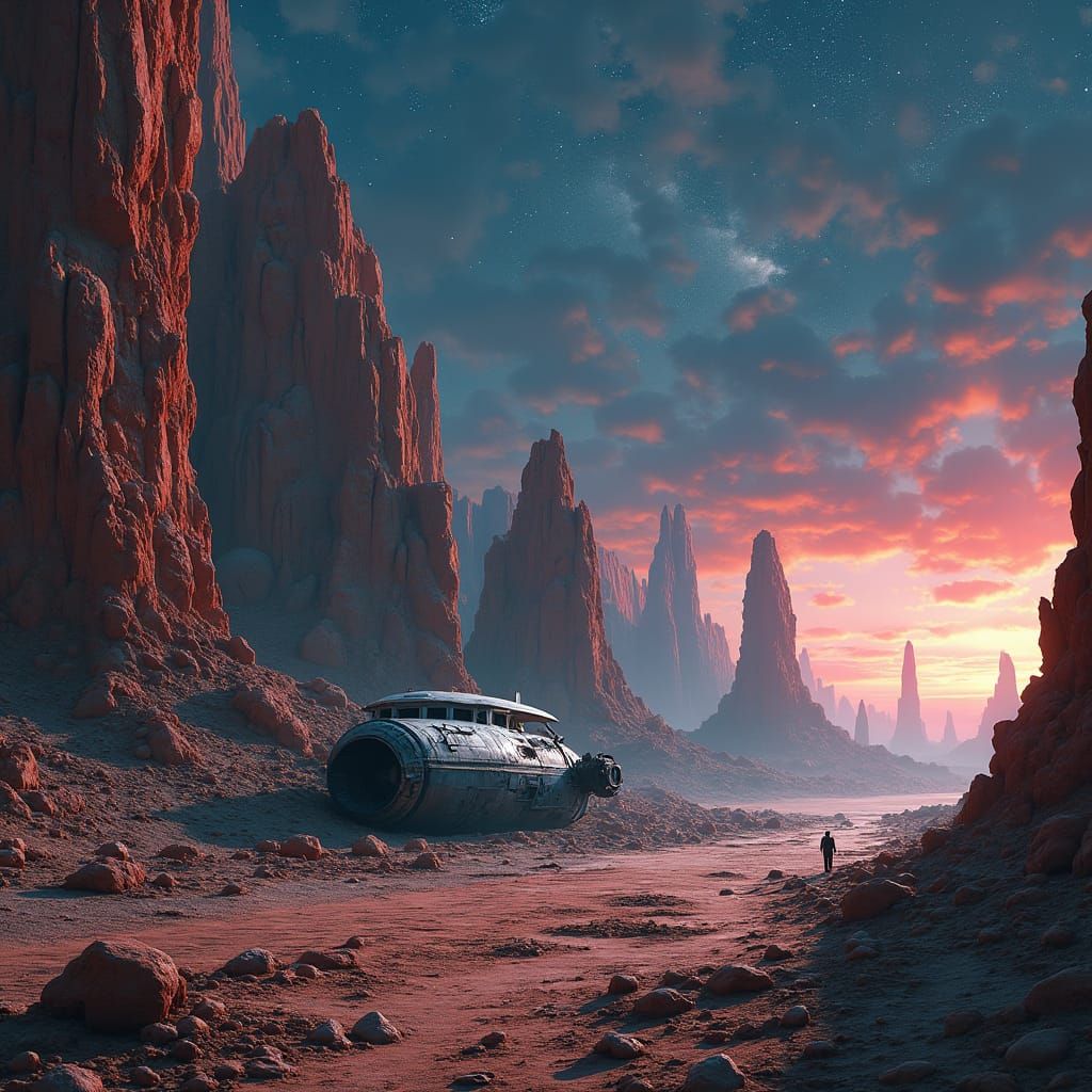 Alien City Ruins on Airless Planet in Digital Art