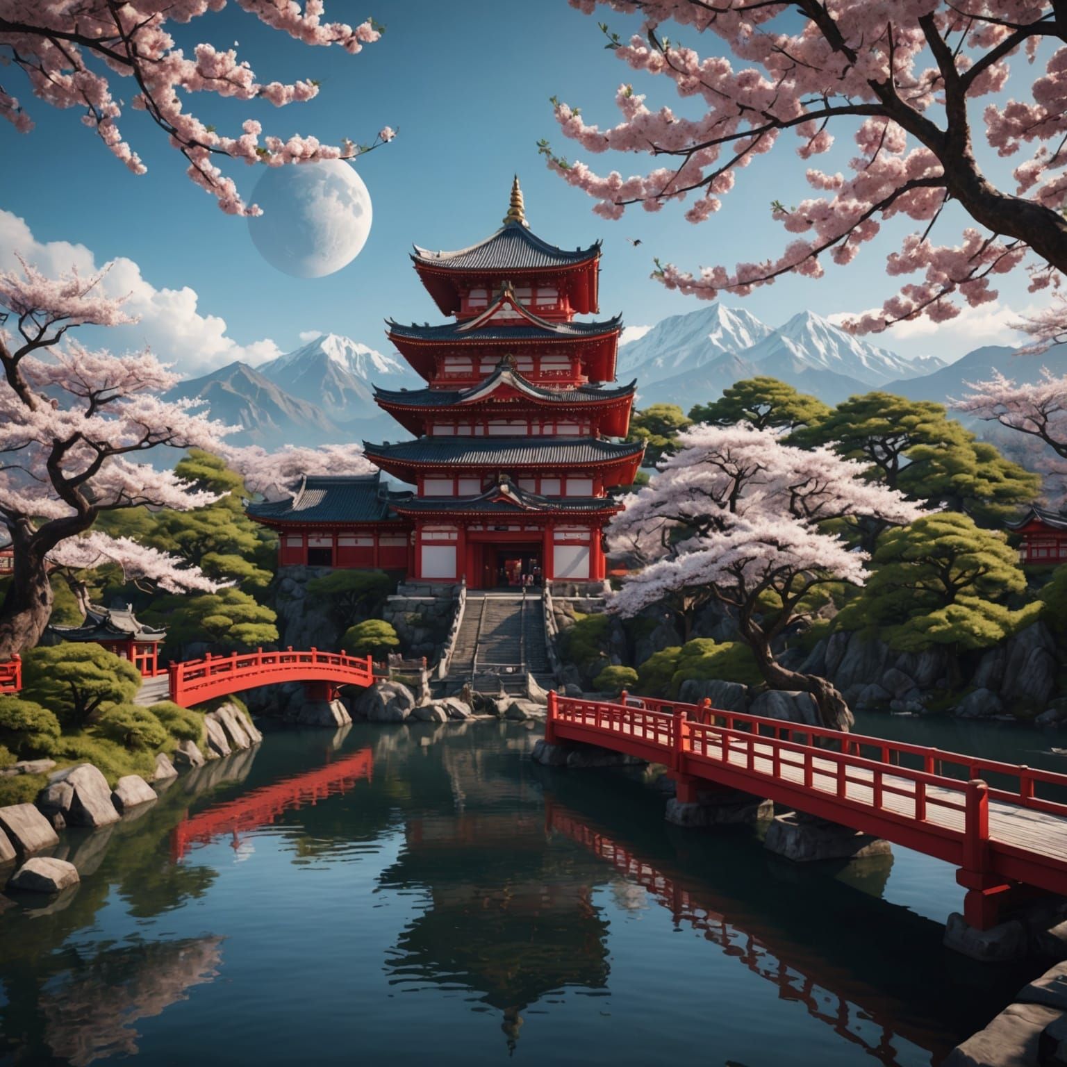 Japanese Temple Orb with Dragon, Fantasy Art