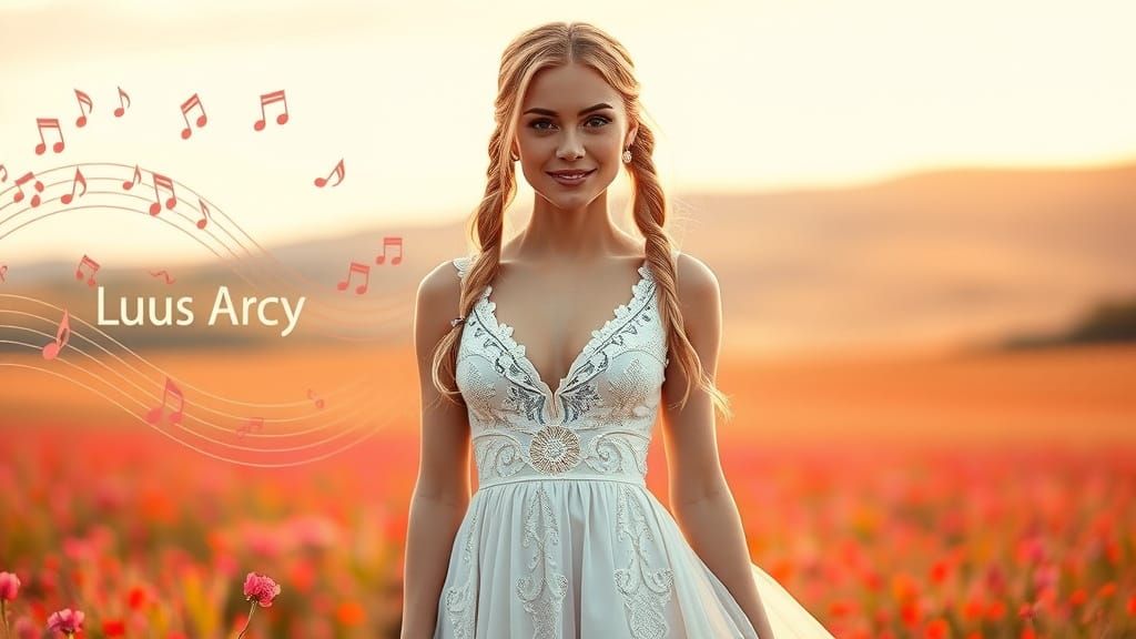 Woman in Lace Gown in Fiery Field, Annie Leibovitz Style