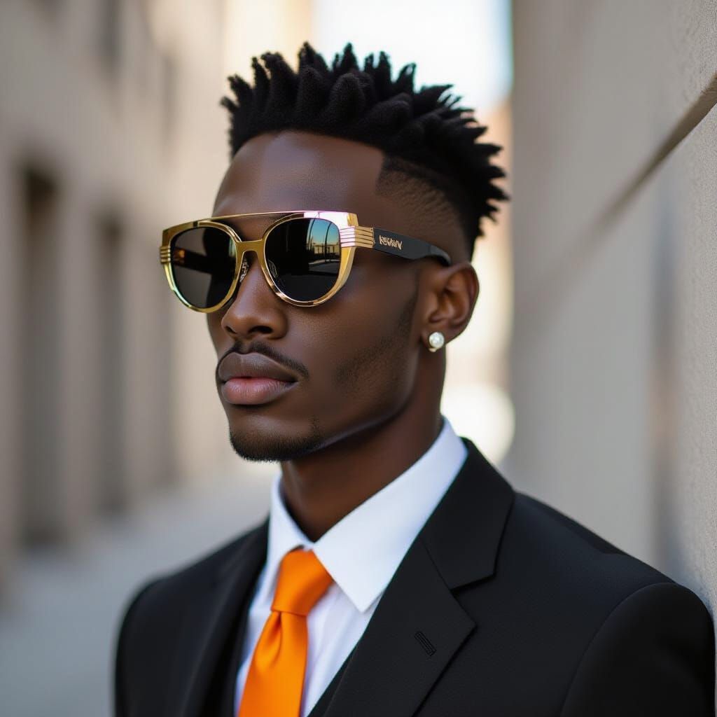 Black Male Model in Futuristic Urban Style