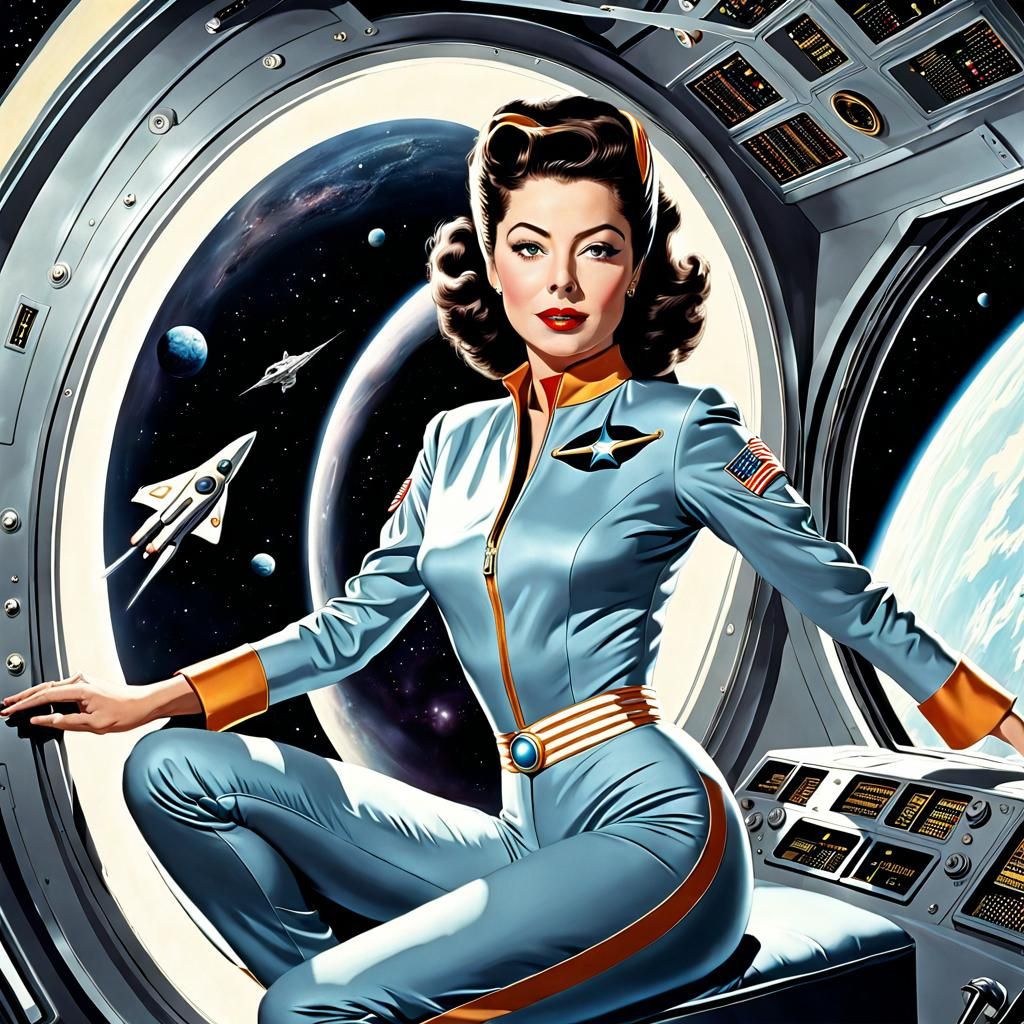 Ava Gardner in Retro Sci-Fi Spaceship