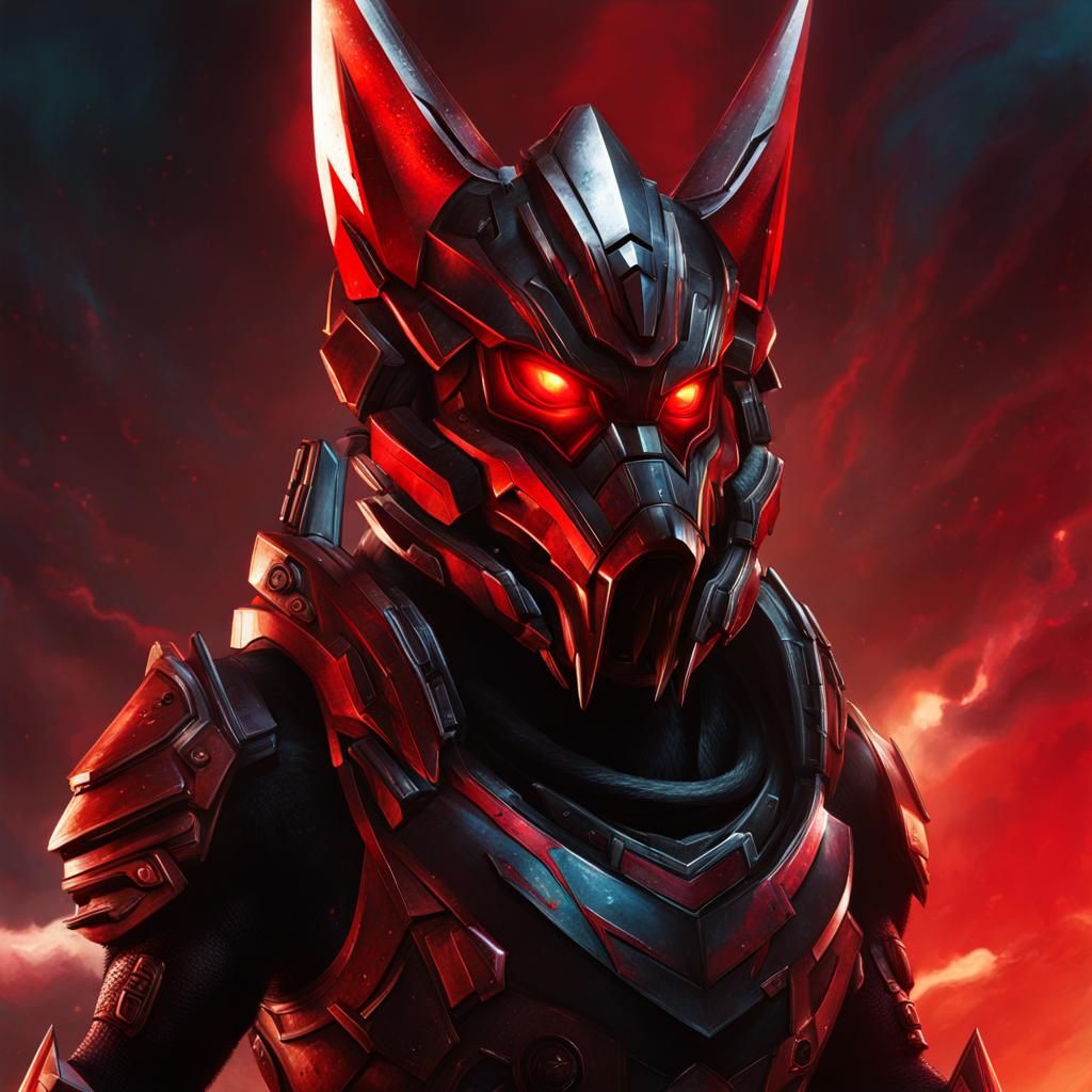 Badass Red and Black Protogen Holding Sign