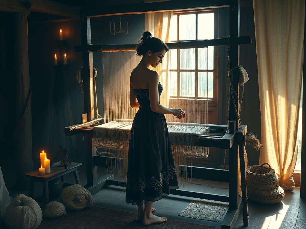 Elegant Weaver in Hyperrealistic Style