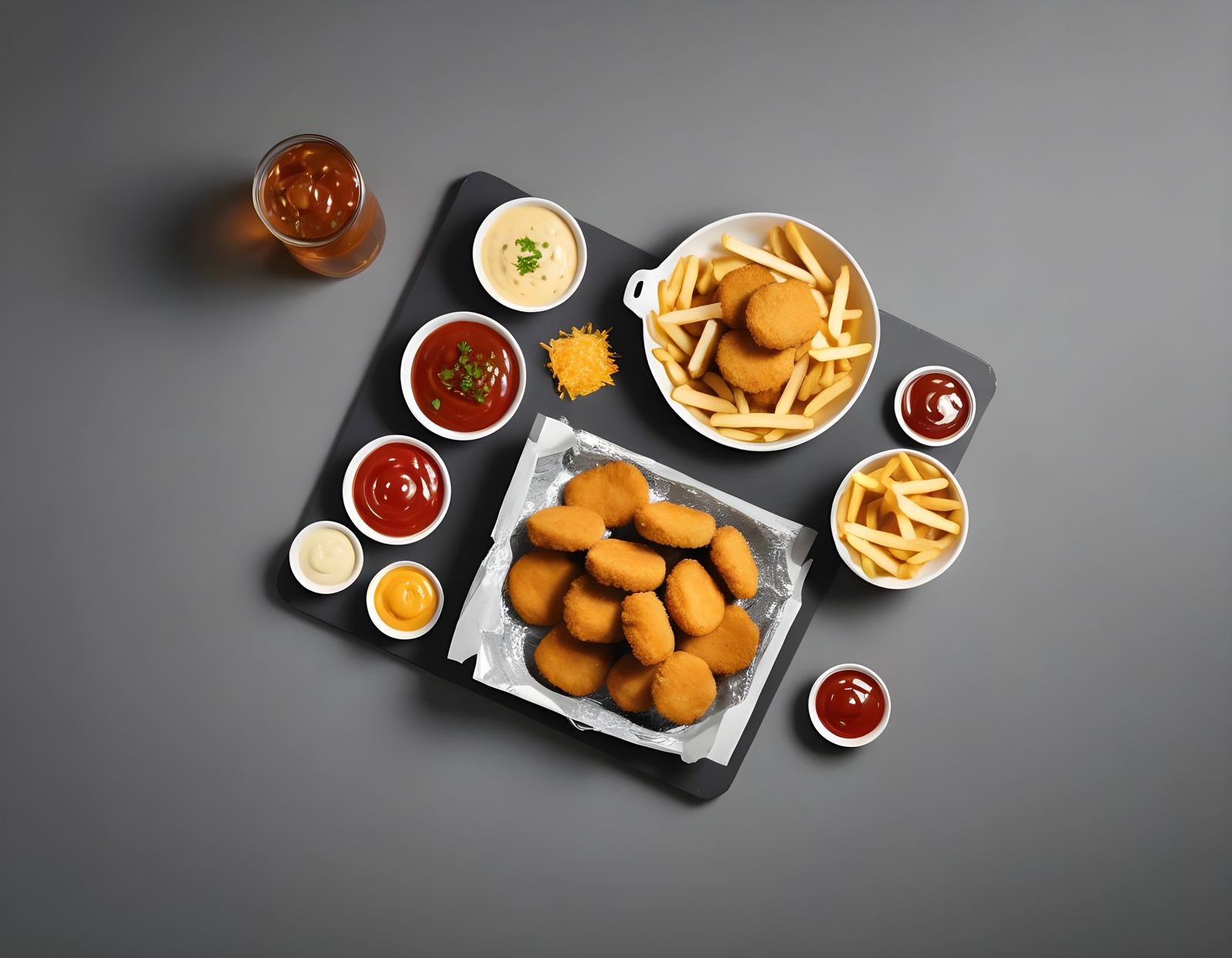 Juicy Chicken Nuggets with Crispy Chips and Melted Cheese