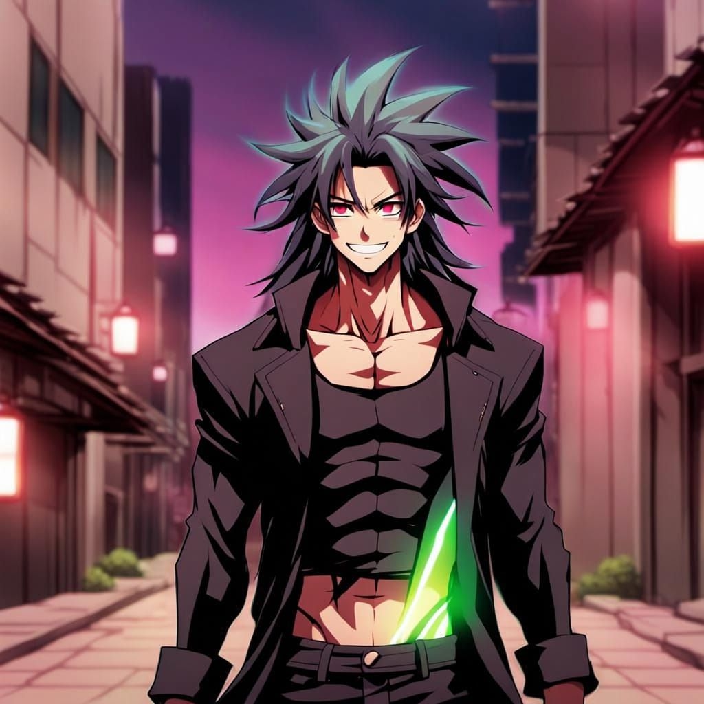 Energetic Anime Character in Japanese Manga Style