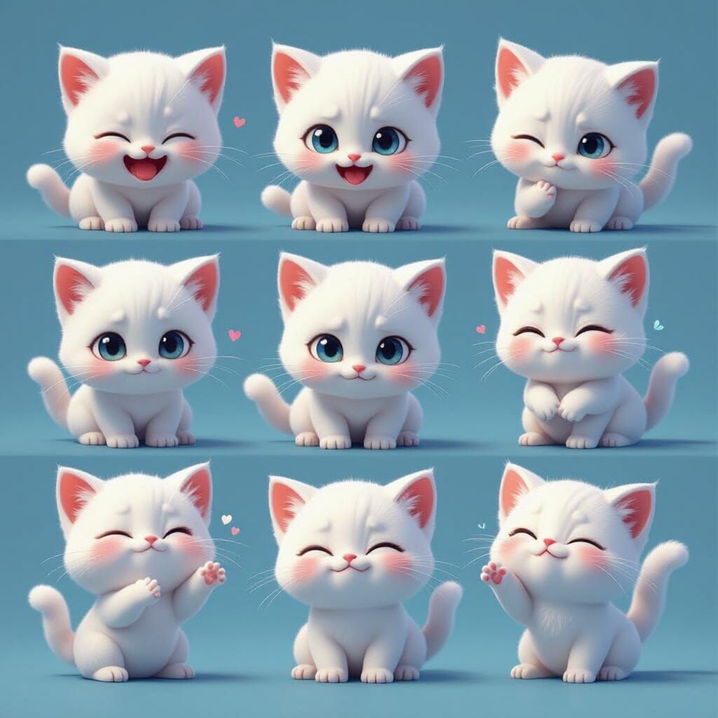 Cute Anime Kittens with Exaggerated Expressions