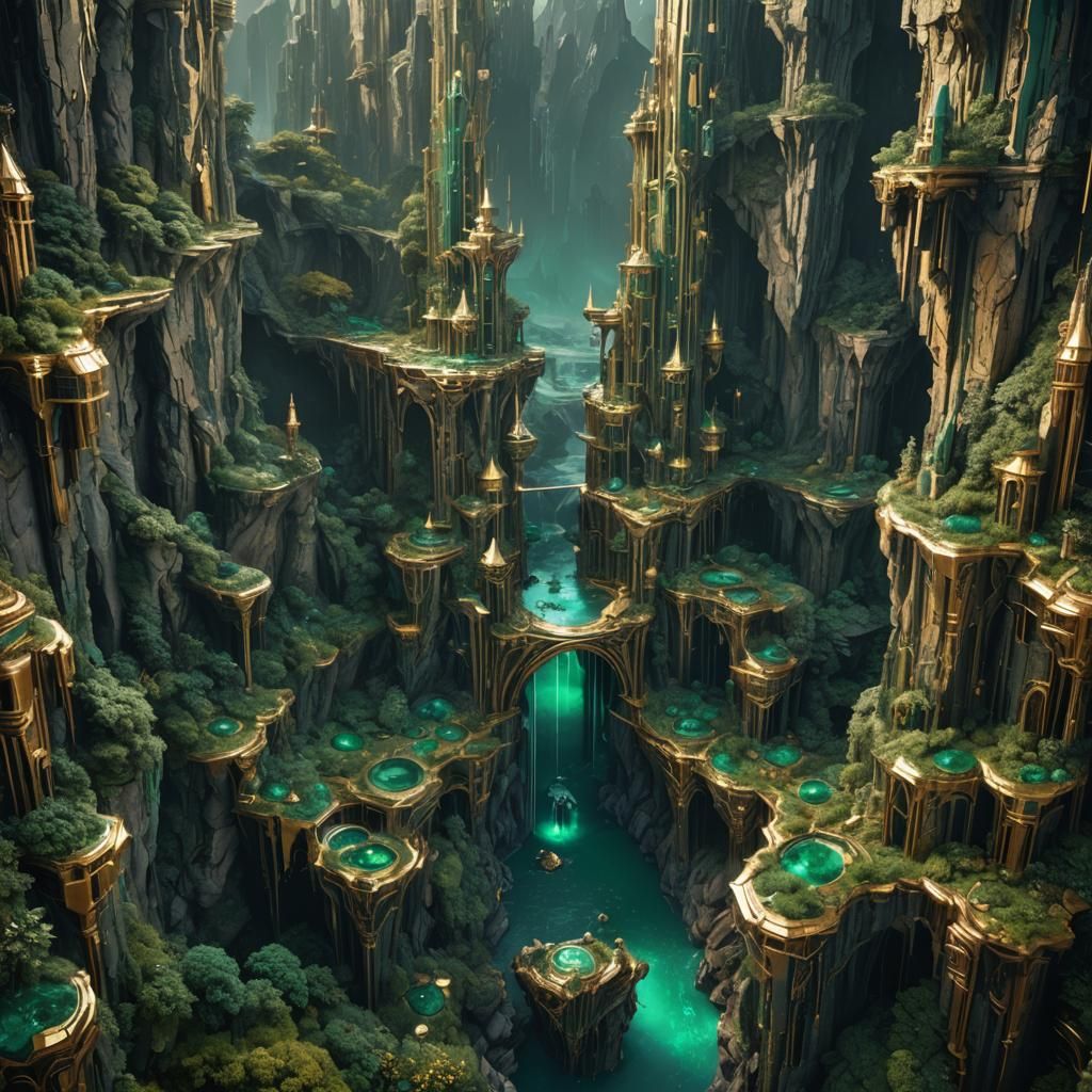 Emerald and Gold: A Lonely Metallic Landscape