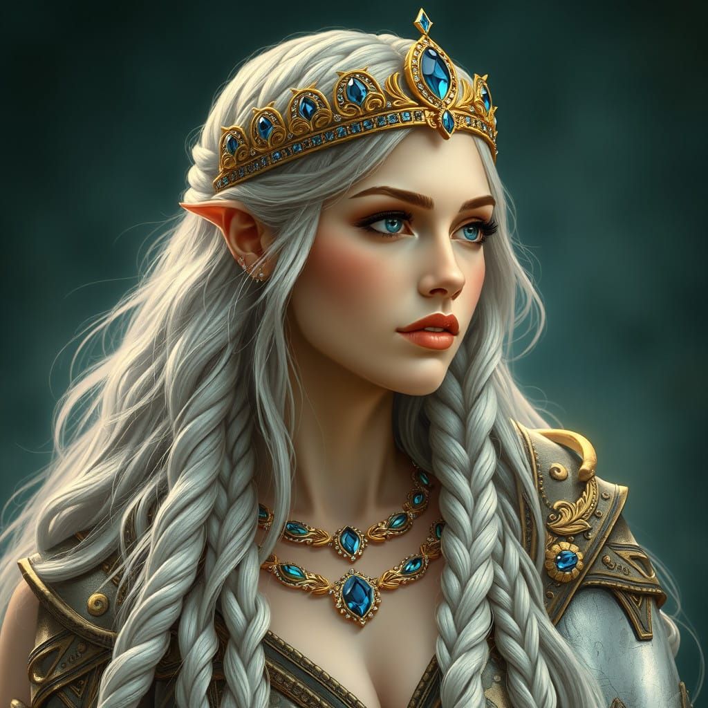 Regal Goddess in Art Nouveau Splendor