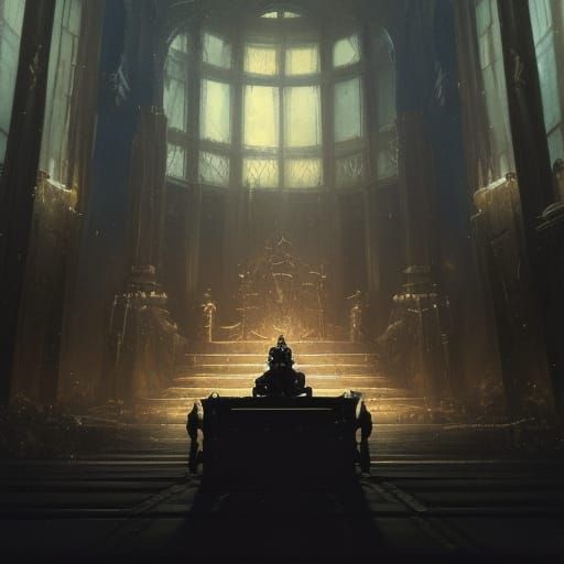 Dark Fantasy Leader on Throne, Hyperdetailed Art