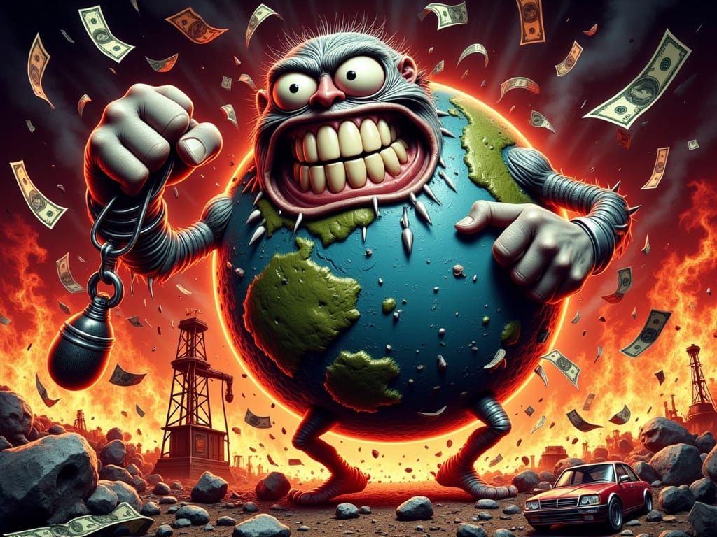 Livid Planet Earth Wields Club in Cartoonish Fury