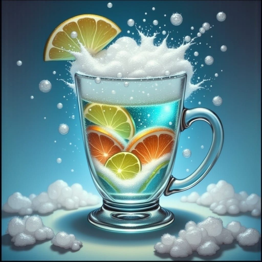 Glass Tankard Fills with Fizzing Drink in Laminar Flow