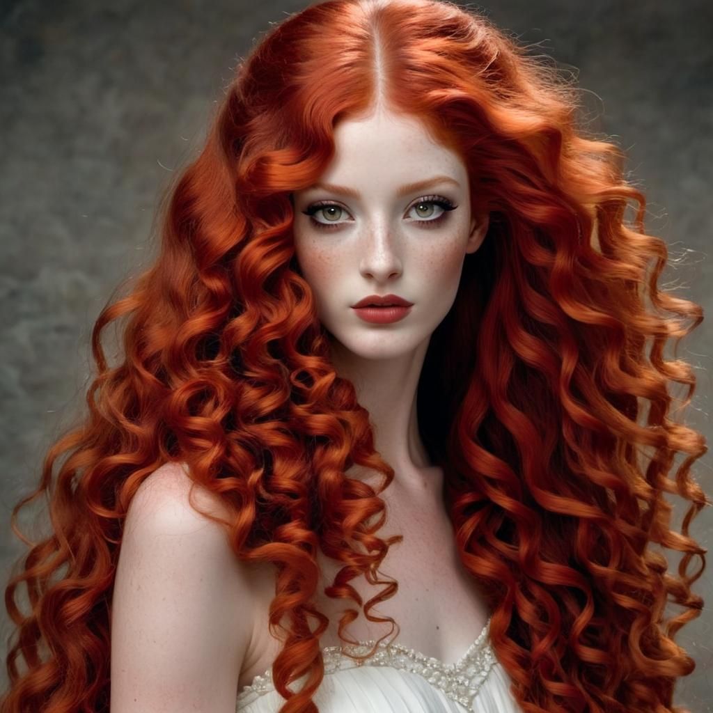 Girl with Red Curls in Comic Book Style