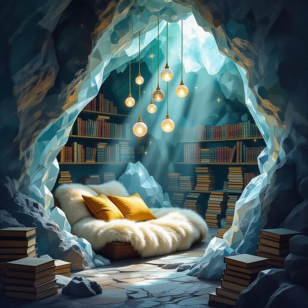 Cozy Geode Reading Nook with Magical Light