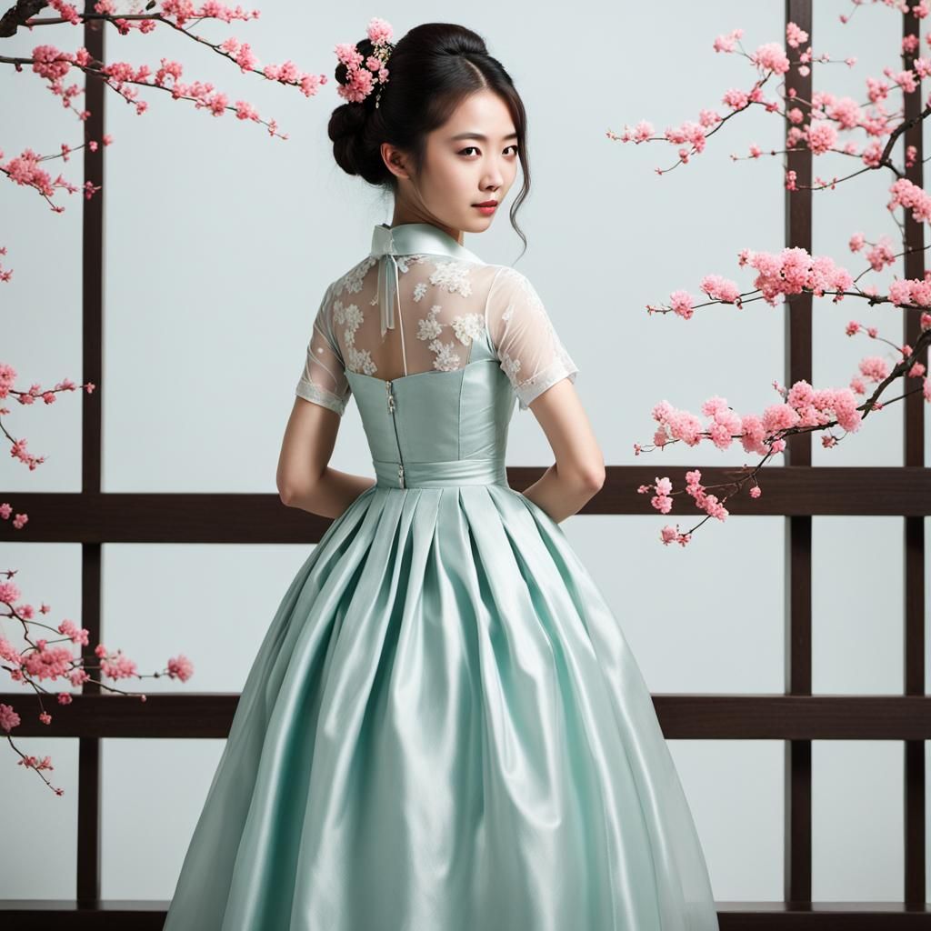 Hyperrealistic Japanese Woman in Traditional Dress