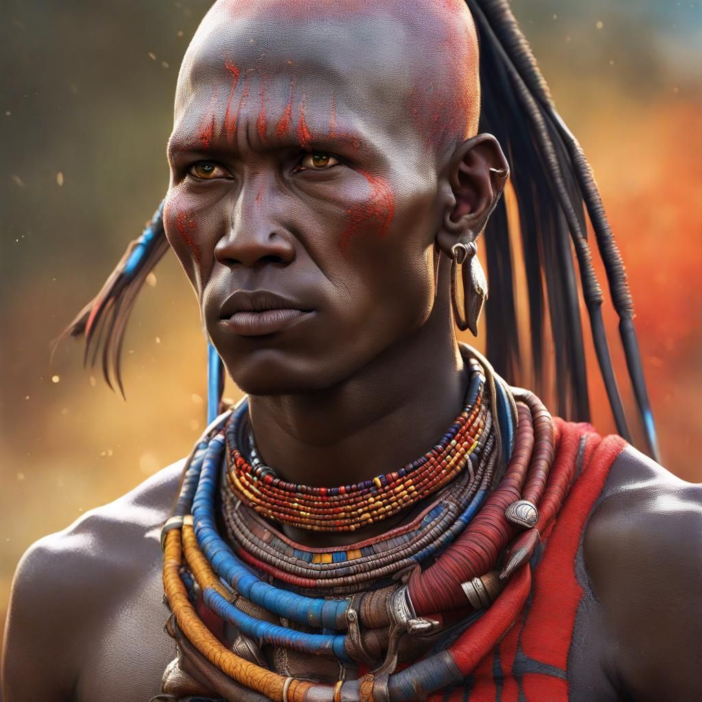 Hyper-Realistic Maasai Warrior Fantasy Art