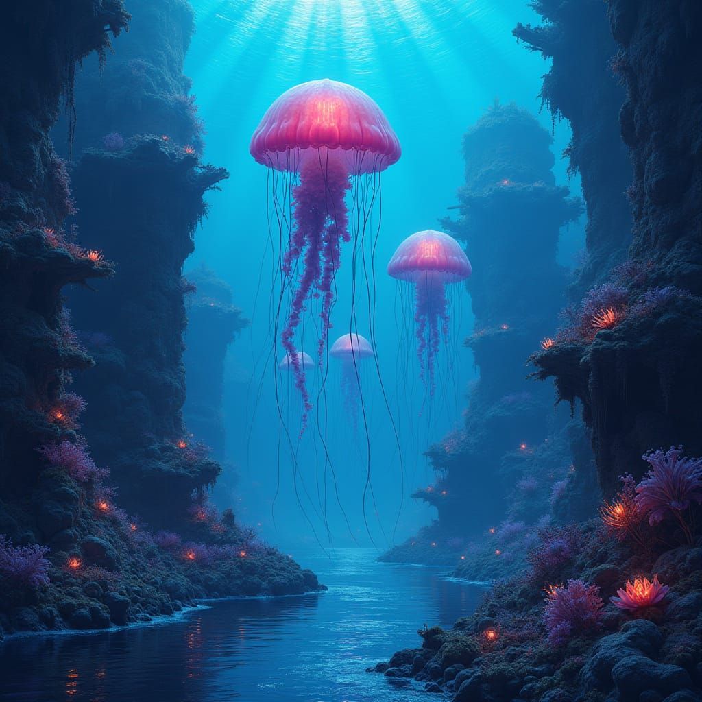 Surreal Underwater City of Coral and Shipwrecks with Giant J...