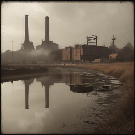 Abandoned Power Plant in Vintage Photographic Style