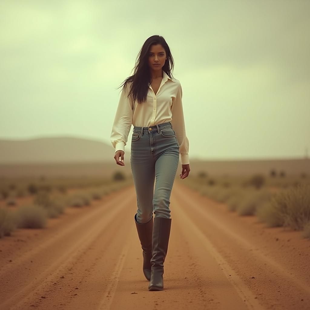 Indian Woman in Western Outfit, Cinematic Film Still