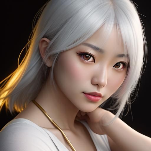 Young Japanese Woman Portrait in Studio Ghibli Style