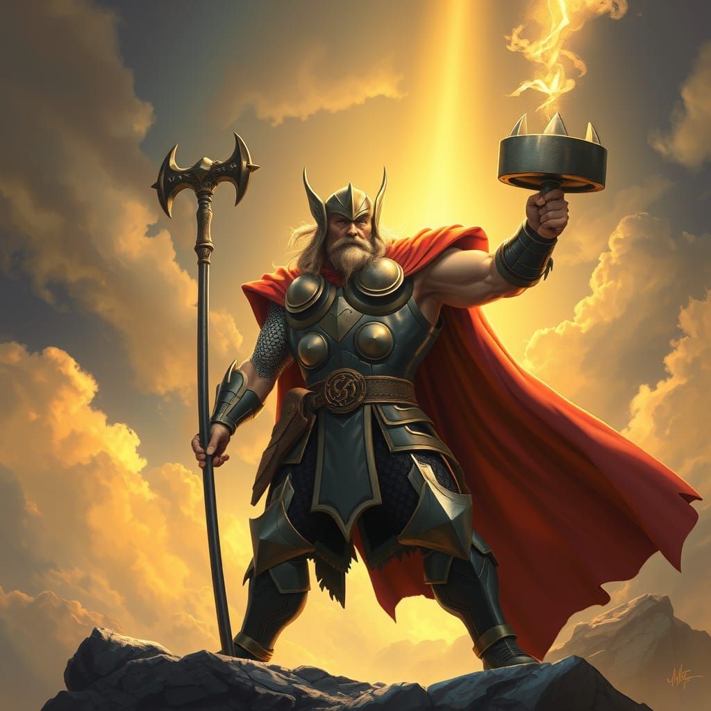 Thor, God of Thunder, in Norse Armor