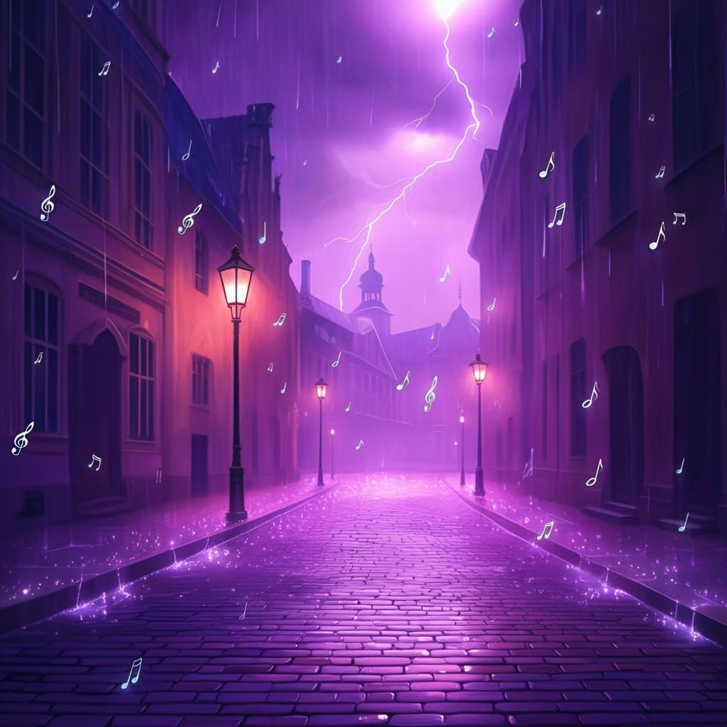 Ethereal Dusk Storm in Gothic City