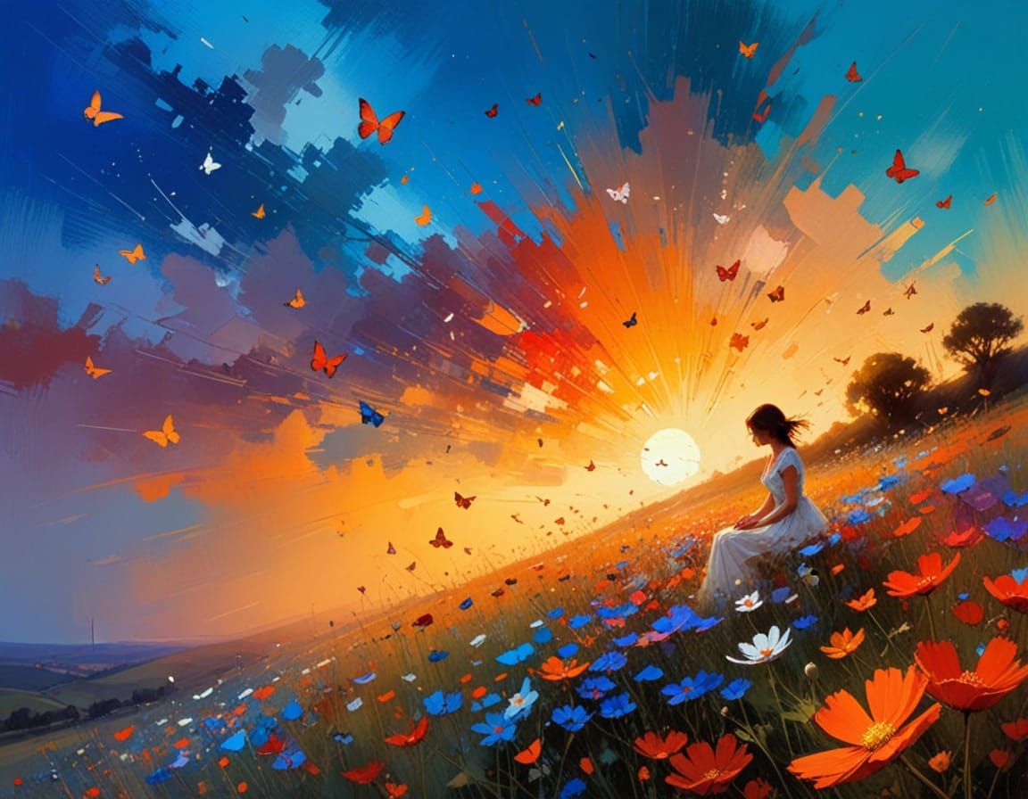 Vibrant Cosmos Bloom in Australian Sunset