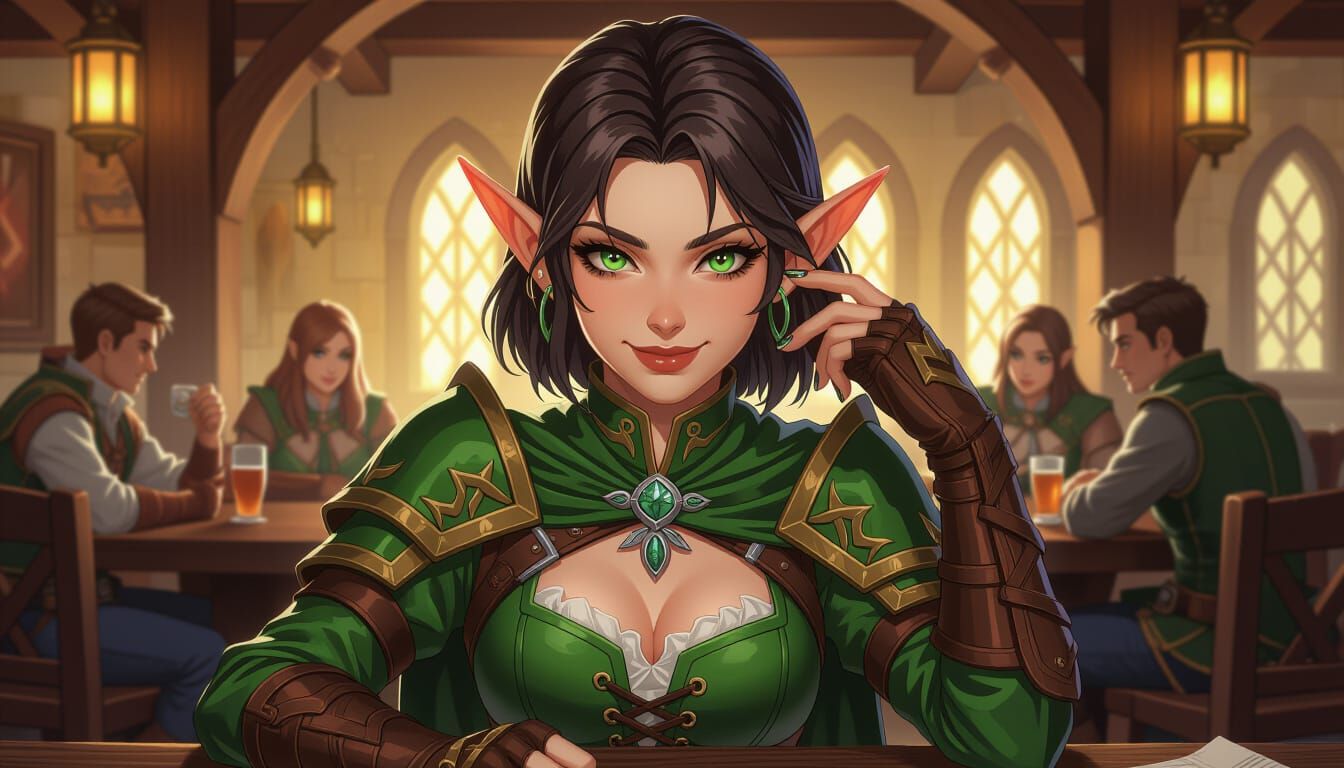 Elf Rogue in Dark Fantasy Comic Art Style