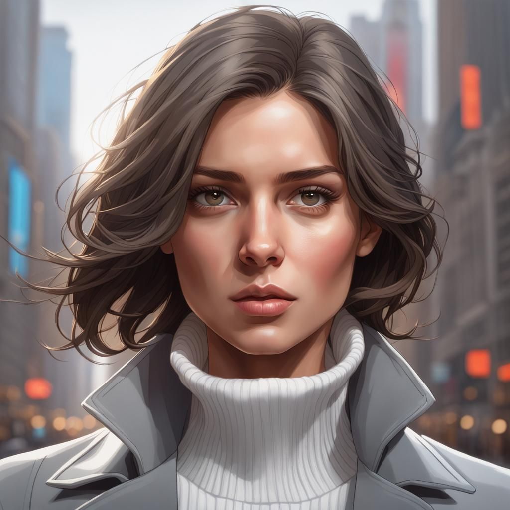 Executive Woman Portrait in Hyperdetailed Art Style