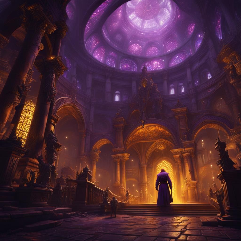 Dark Fantasy Concept Art in Purple and Yellow