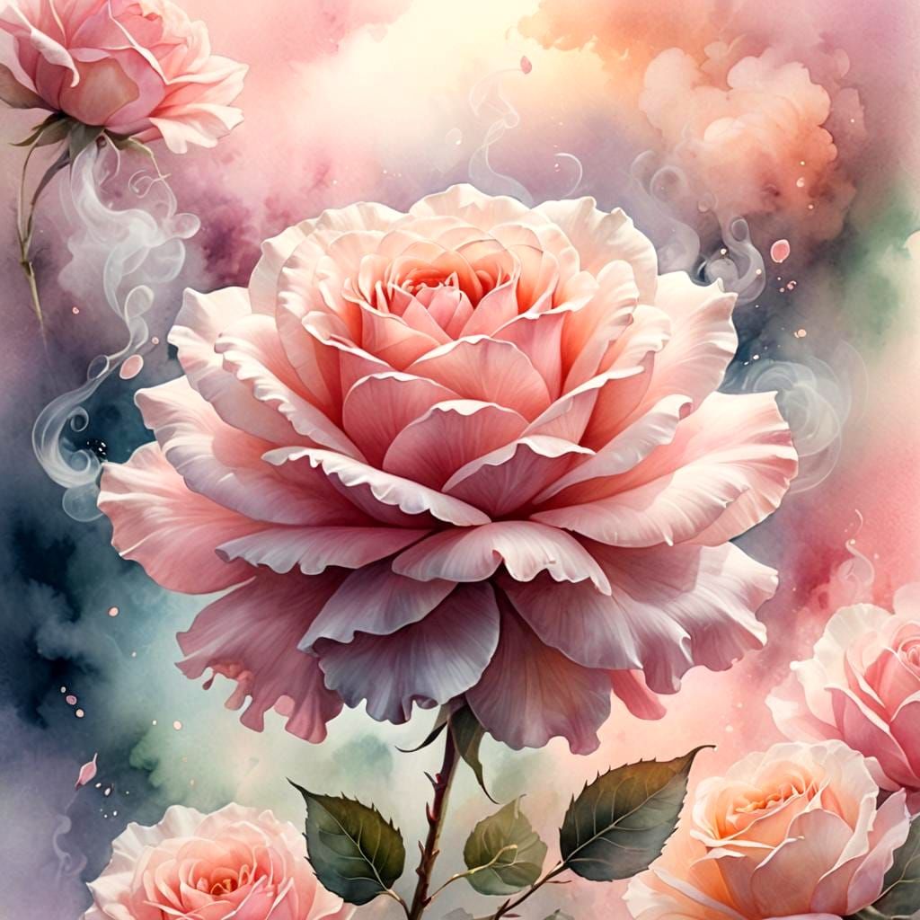 Pink Roses Surrounded by Smoke