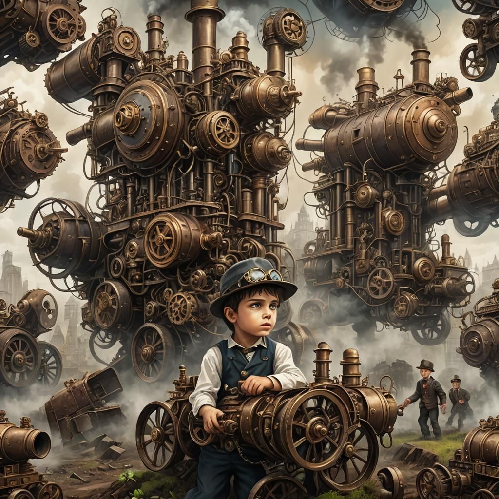 Dystopian Future: Child Plants Hope in Steampunk World