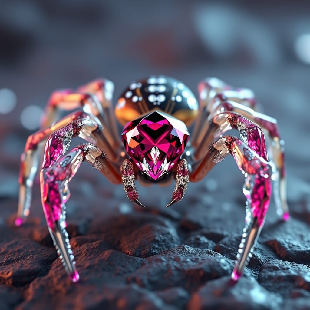 Crystal Spider in 3D Anime Art Style