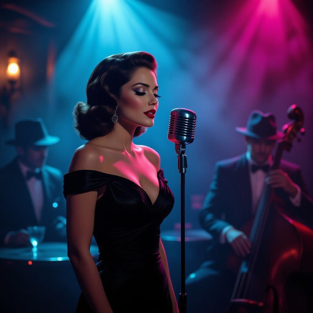 1940s Noir Jazz Bar with Nightclub Singer