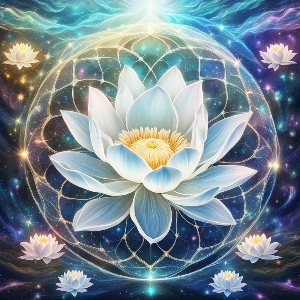 Glass Lotus: A Holographic Astral Illustration