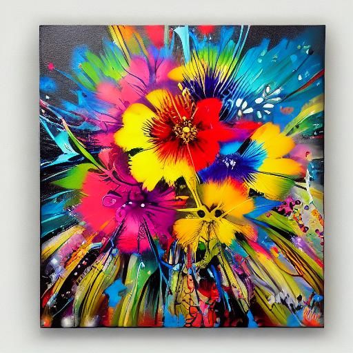 Colorful Royal Flower Graffiti Splash Art