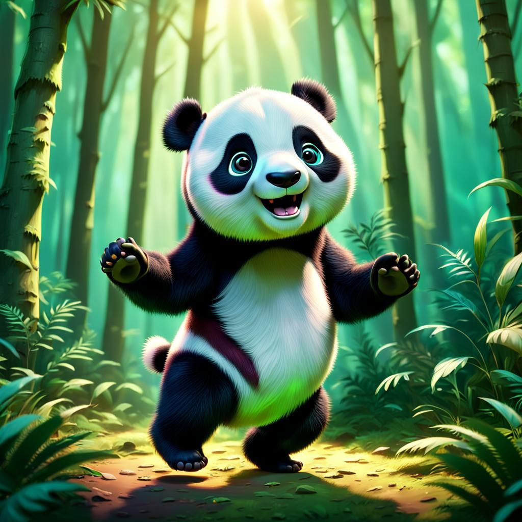 Adorable Panda Bear Dancing: Pixar-Style 3D Art