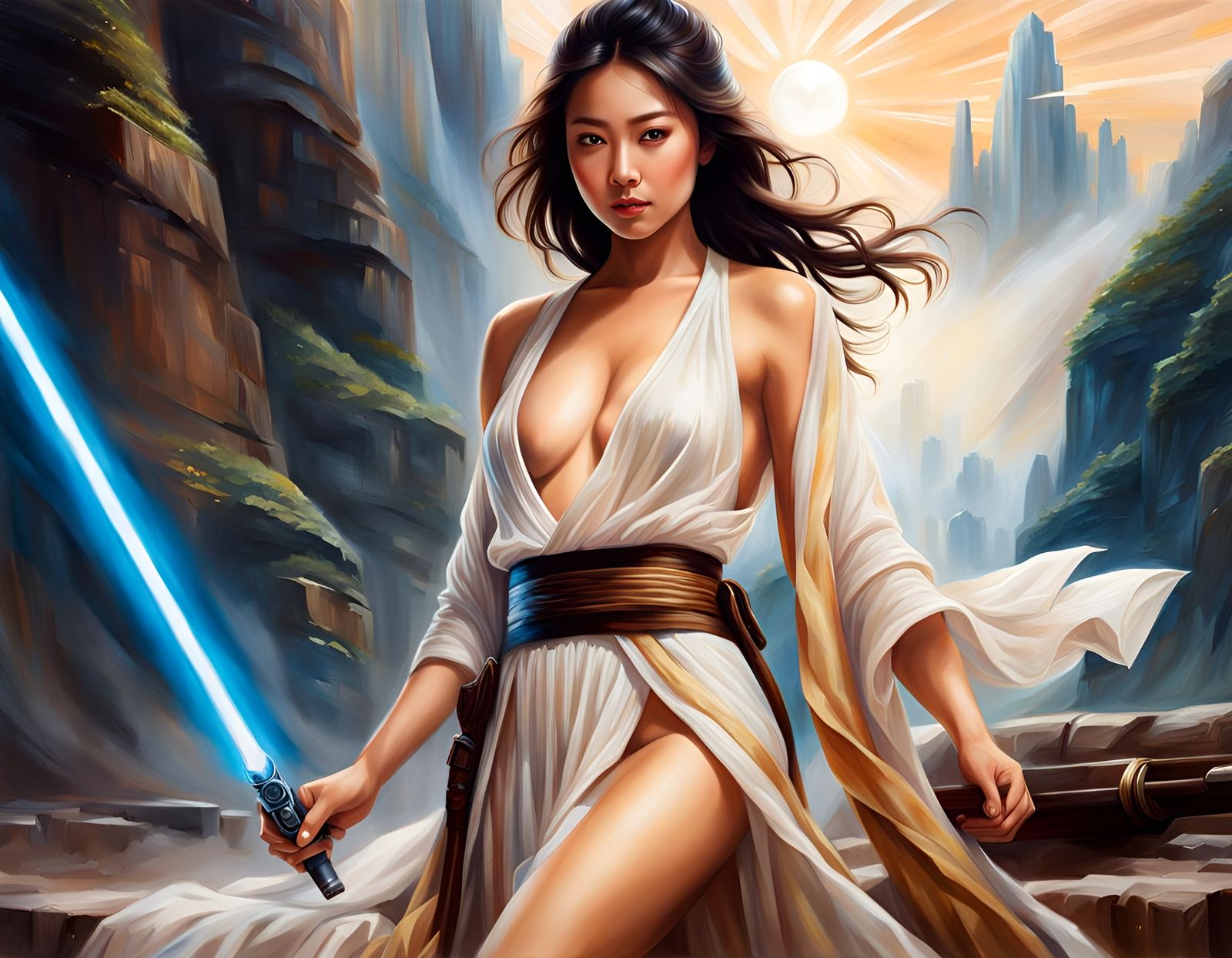 Gorgeous Jedi Woman Portrait in Digital Art Style